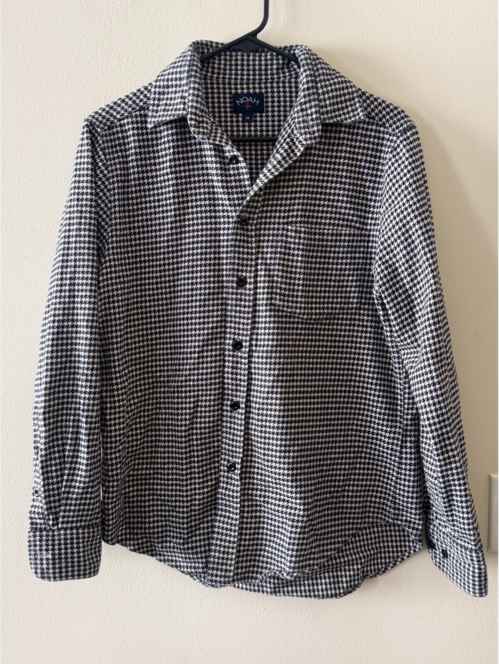 Noah NYC Houndstooth Flannel Button Down Shirt Mens xs blue White Cotton